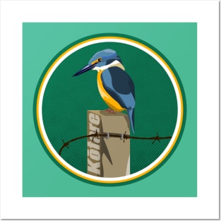 Kingfisher NZ bird Posters and Art